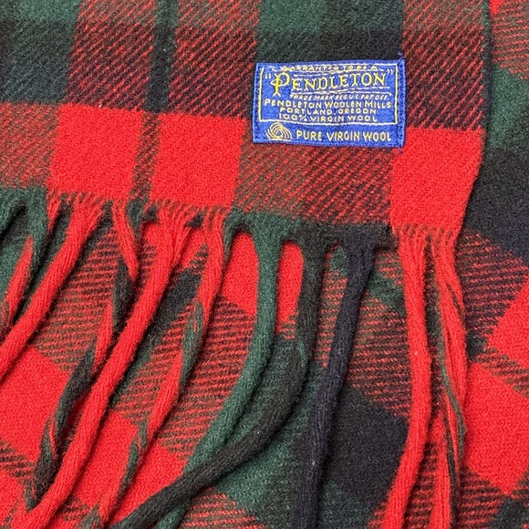 Pendleton Virgin Wool Throw RED GREEN NWOT PLAID Blanket Fringed60x50 USA